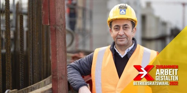 Betriebsrat Mehmet Perisan auf einer Baustelle