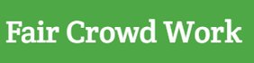 Weißer Schriftzug auf grünen Hintergrund "Fair Crowd Work"