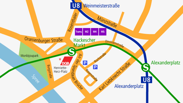 Anfahrtskizze DGB Bundesvorstand  Berlin Henriette-Herz-Platz