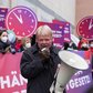 "Hände weg vom Arbeitszeitgesetz" – DGB protestiert mit Plakaten zum Auftakt der nächsten Spitzenrunde der Koalitionsverhandlungen