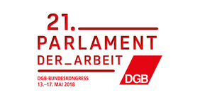 Logo zum 21. DGB Bundeskongress mit Schriftzug Parlament der Arbeit